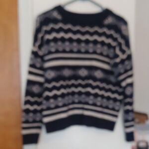 Blue and White Patterned Sweater